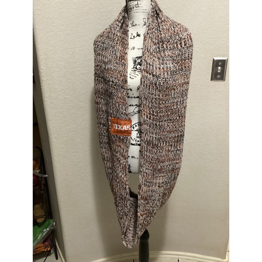 Texas Longhorns Knit Infinity Scarf Brown & White Womens Accessory Warm /Stylish